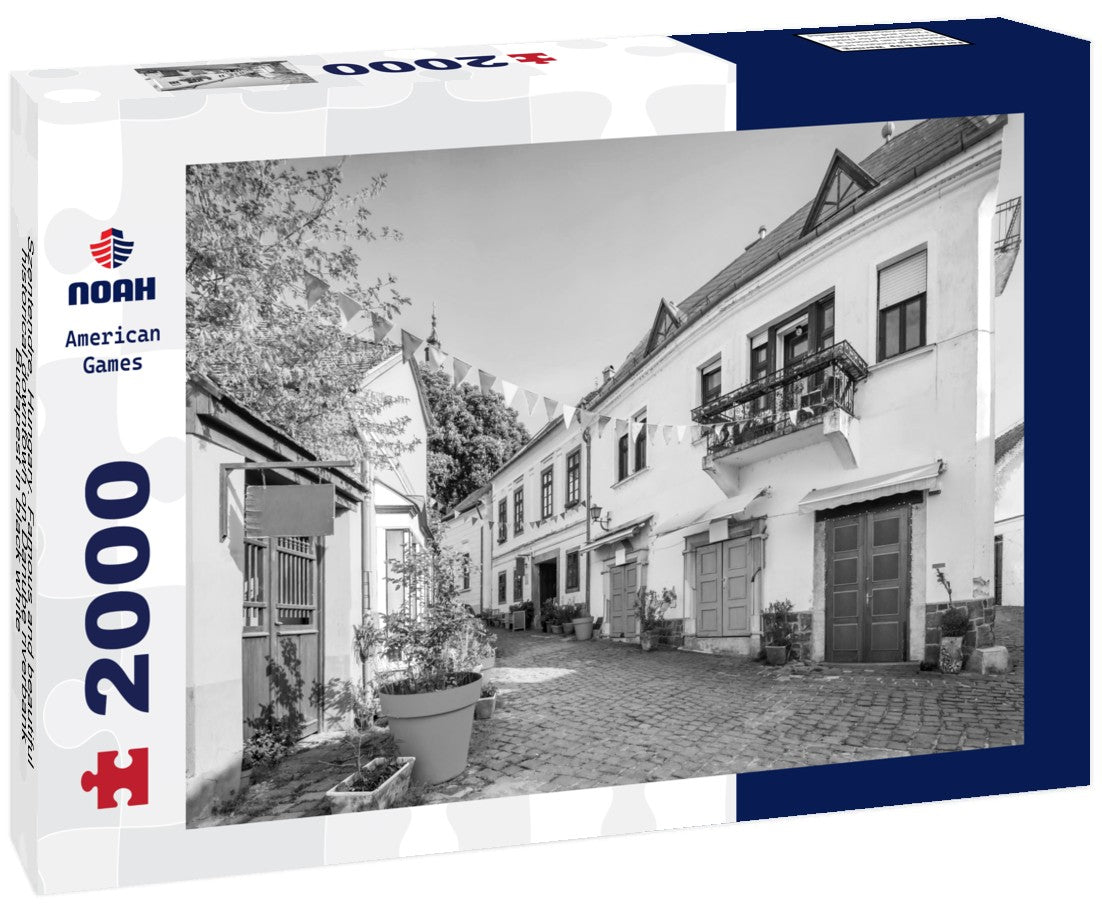 Noah Jigsaw Puzzle Szentendre, Hungary. Famous and beautiful historical downtown on Danube riverbank, Budapest in black white 2000 pieces