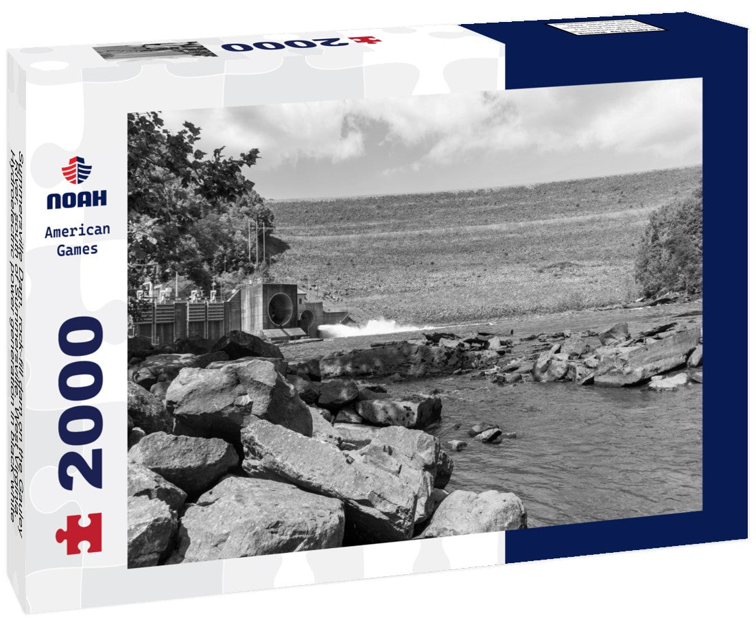 Noah Jigsaw Puzzle Summersville Dam, rock-fill dam on the Gauley River, south of Summersville, West Virginia. Hydroelectric power generation in black white 2000 pieces