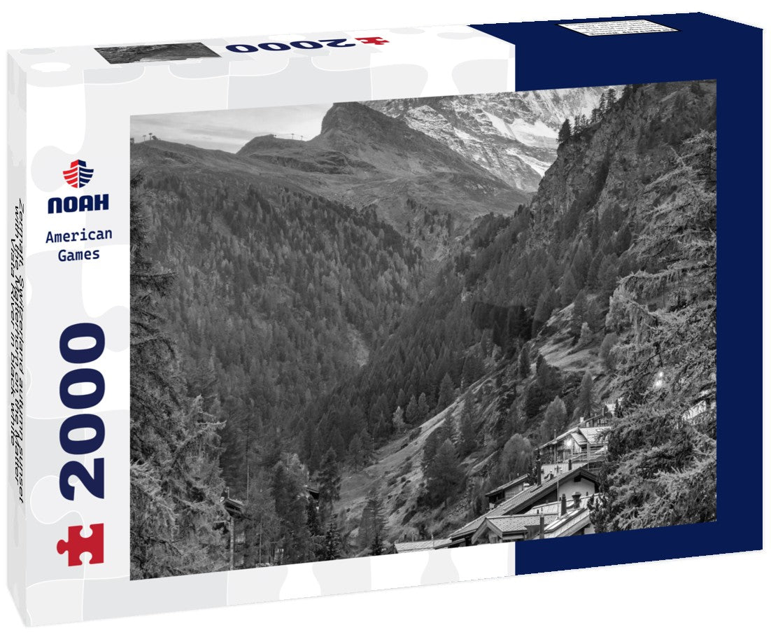 Noah Jigsaw Puzzle Zermatt, Switzerland autumn sunset with the Matterhorn on the Matter Vista River in black white 2000 pieces