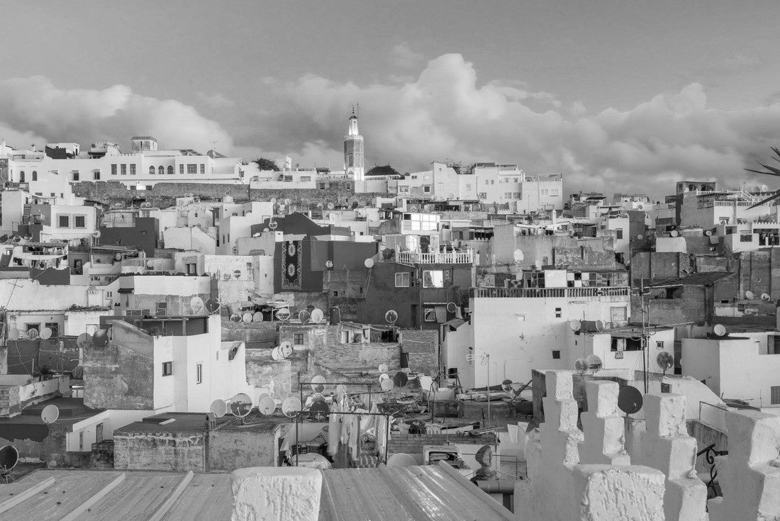 Noah Jigsaw Puzzle Tangier and Chefchaouen Morocco travel photographs of various village scenes depicting stairs artwork city scapes golden hour blue hour sunset sunrise the blue city with blue painted walls hearts in black white 2000 pieces