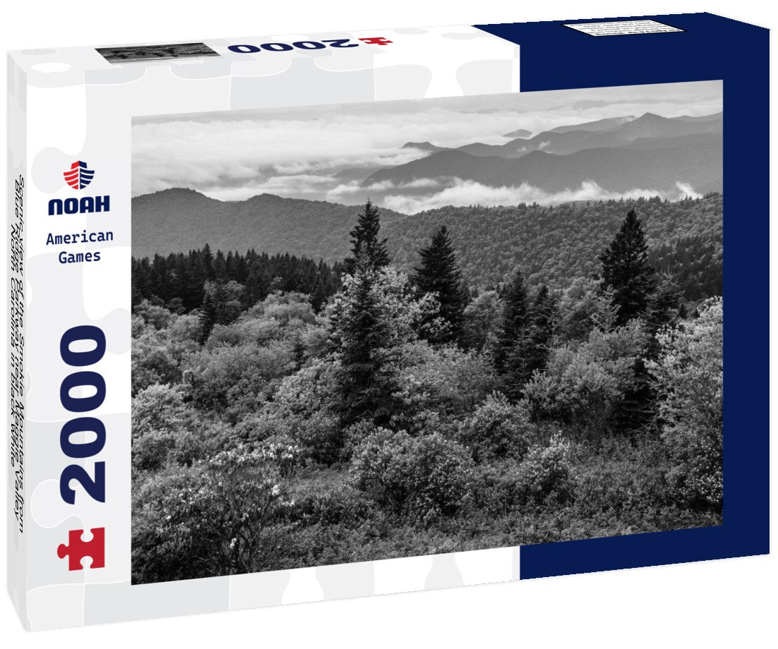Noah Jigsaw Puzzle Scenic view of the Smokie Mountains from Blue Ridge Parkway near Maggie Valley, North Carolina in black white 2000 pieces