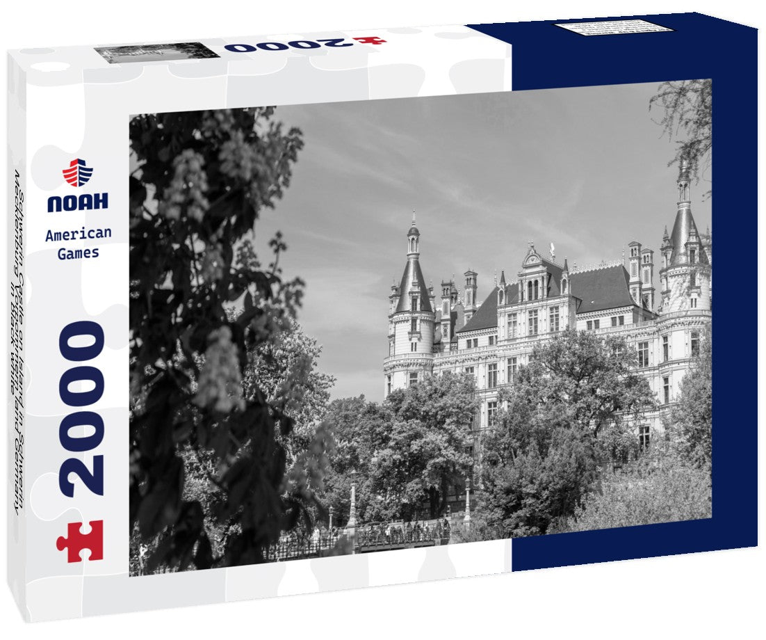 Noah Jigsaw Puzzle Schwerin Castle on Island in Schwerin Mecklenburg Vorpommern land Germany in black white 2000 pieces