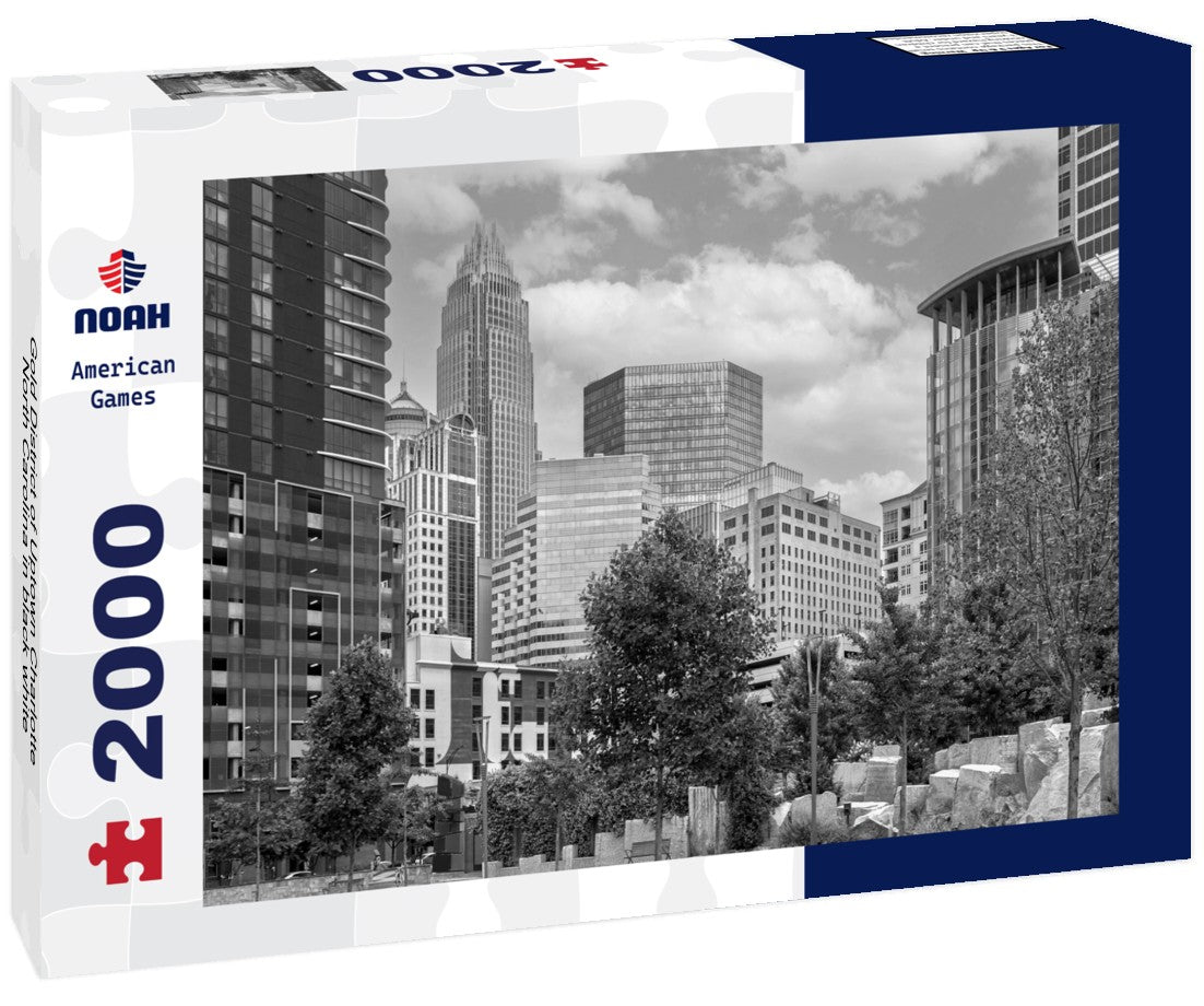 Noah Jigsaw Puzzle Gold District of Uptown Charlotte, North Carolina in black white 2000 pieces