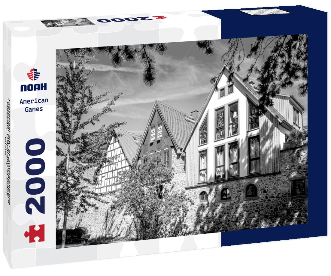 Noah Jigsaw Puzzle Historical city of Zwingenberg, Hessen, Germany in black white 2000 pieces