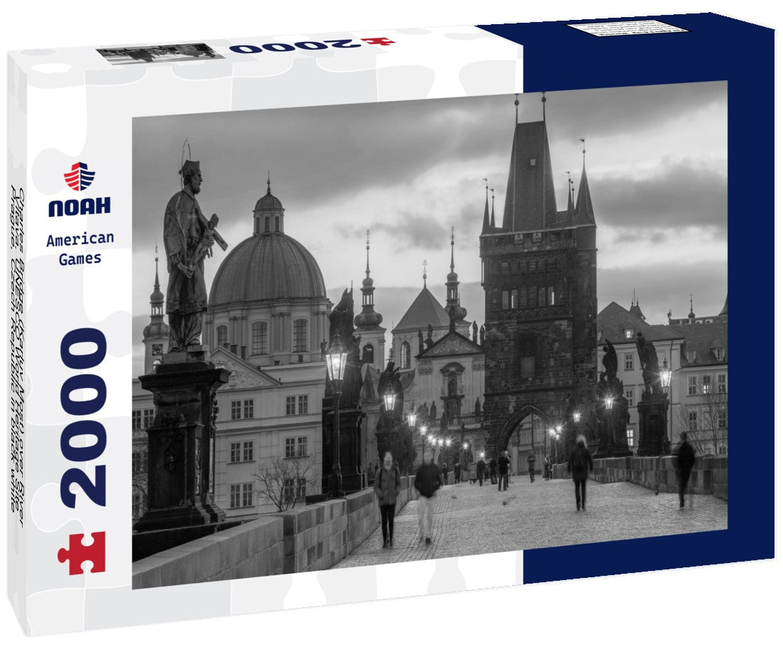 Noah Jigsaw Puzzle Charles Bridge (Karluv Most) over River Vltava, UNESCO World Heritage Site, Prague, Czech Republic in black white 2000 pieces