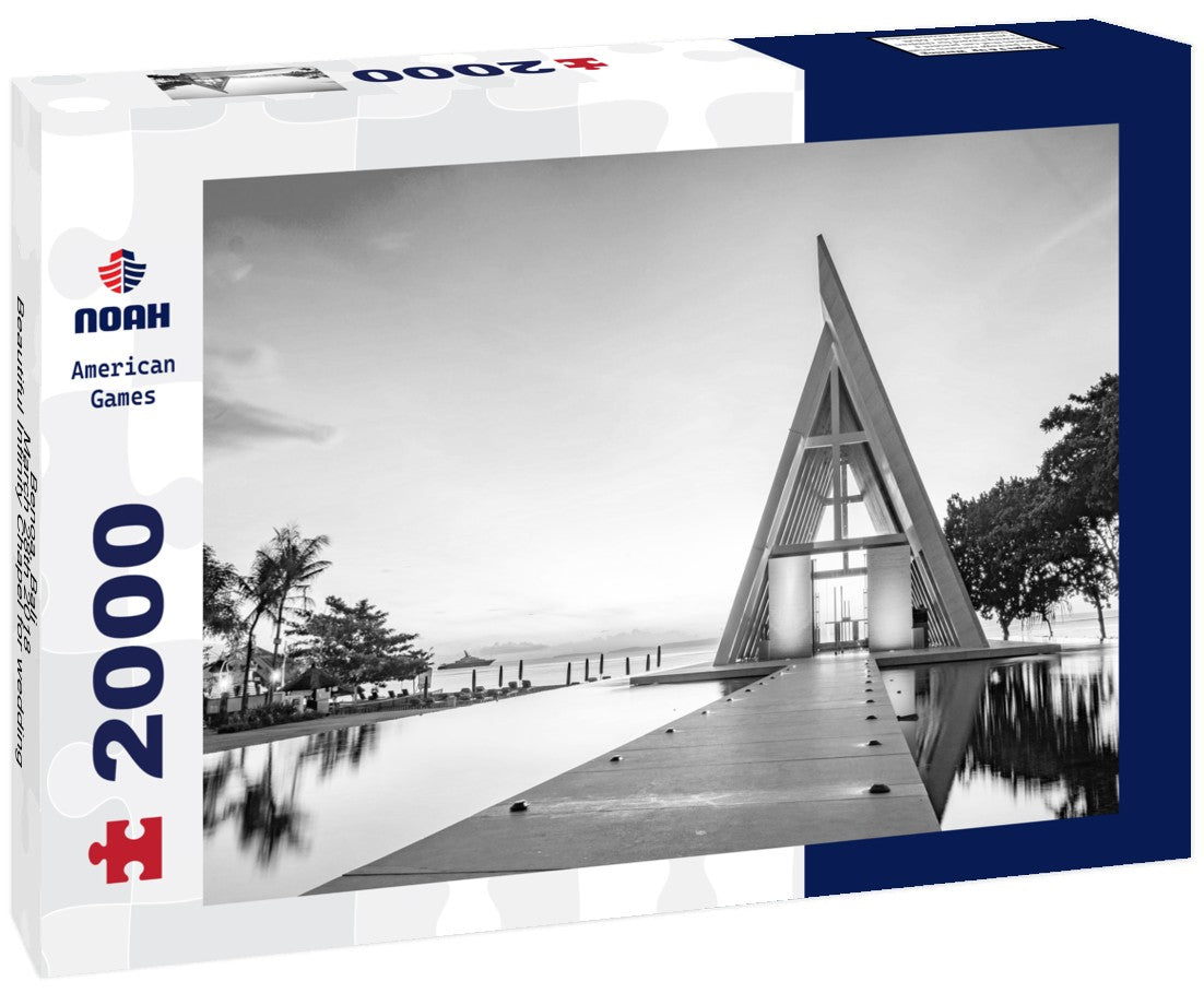 Noah Jigsaw Puzzle Benoa, Bali - March 28th 2018 - Beautiful Infinity Chapel for wedding ceremony at Conrad Hotel Bali in beautiful sunrise scenery in black white 2000 pieces