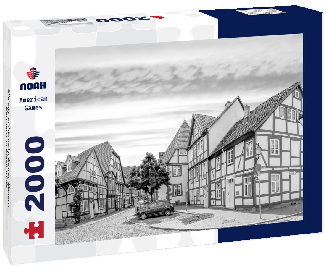 Noah Jigsaw Puzzle Old city of Hameln, Lower Saxony, Germany in black white 2000 pieces