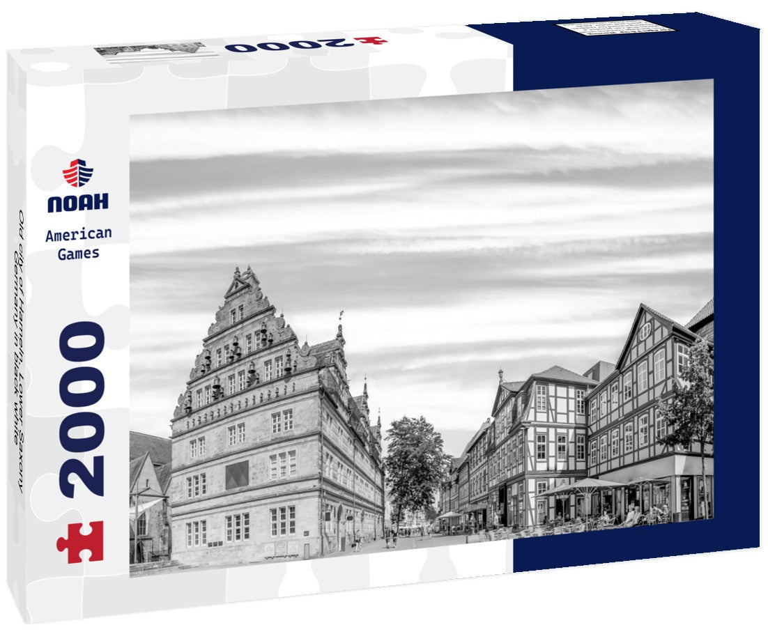 Noah Jigsaw Puzzle Old city of Hameln, Lower Saxony, Germany in black white 2000 pieces