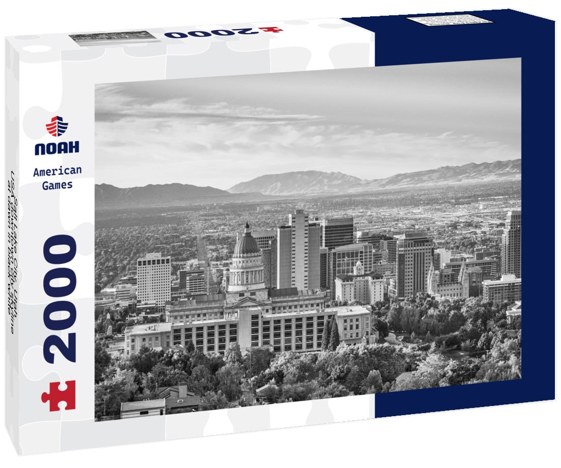 Noah Jigsaw Puzzle Salt Lake City, Utah, USA downtown city skyline at dawn in black white 2000 pieces