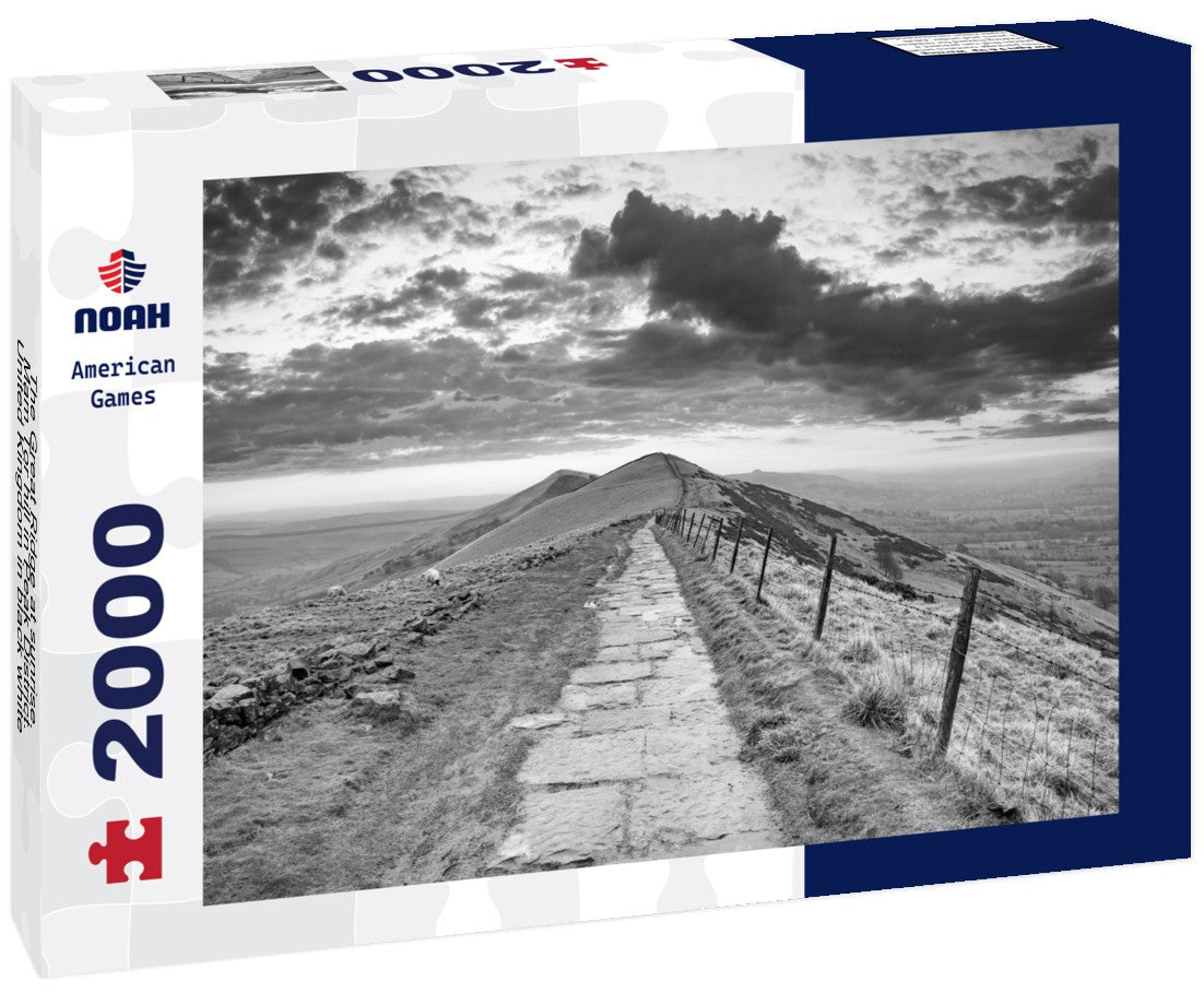 Noah Jigsaw Puzzle The Great Ridge at sunrise. Mam Tor hill in Peak District. United Kingdom in black white 2000 pieces