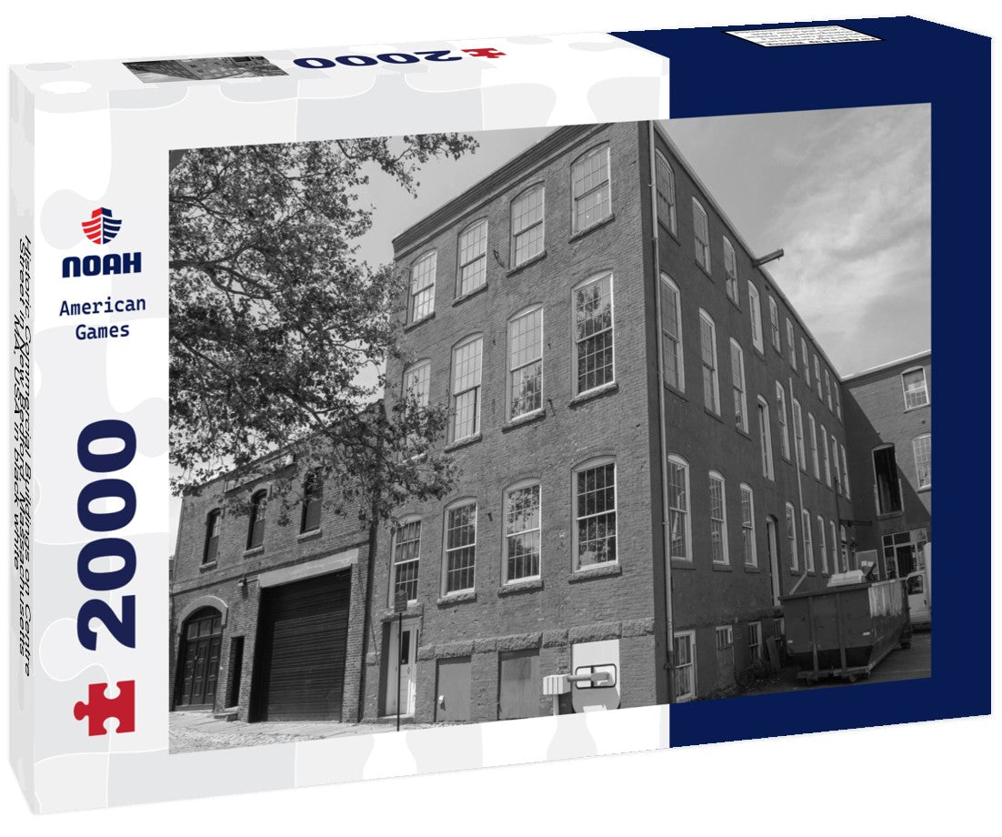 Noah Jigsaw Puzzle Historic Commercial Buildings on Centre Street in New Bedford, Massachusetts MA, USA in black white 2000 pieces