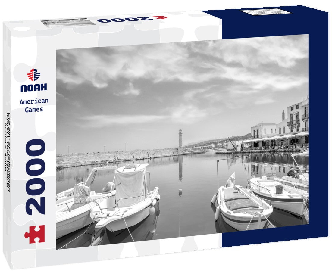 Noah Jigsaw Puzzle Old city of Rethymnon, Island Crete, Greece in black white 2000 pieces