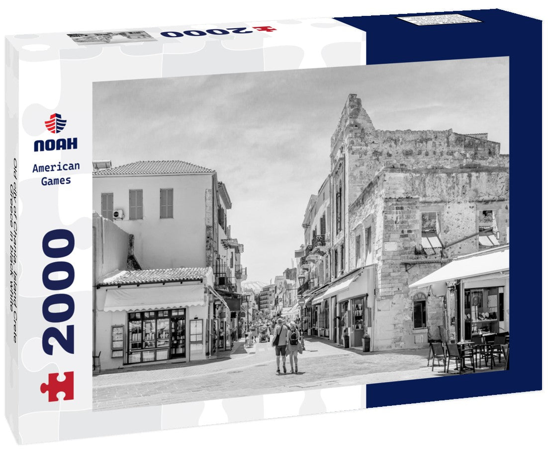 Noah Jigsaw Puzzle Old city of Chania, Island Crete, Greece in black white 2000 pieces