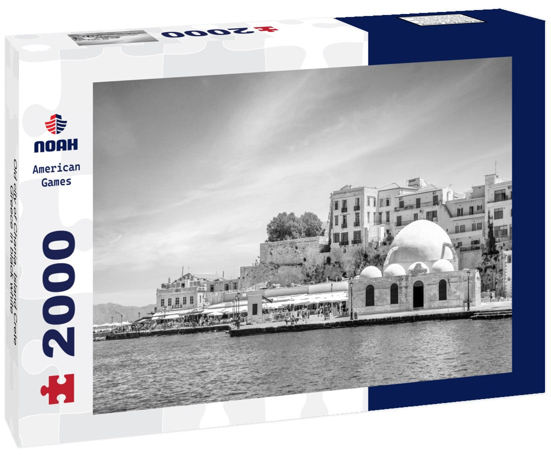 Noah Jigsaw Puzzle Old city of Chania, Island Crete, Greece in black white 2000 pieces