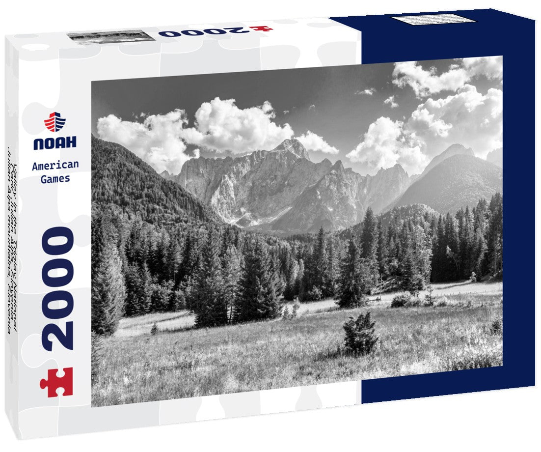 Noah Jigsaw Puzzle Valley in the Triglav National Park, Julian Alps, Slovenia. Julian Alps mountains, Slovenia, Europe in black white 2000 pieces