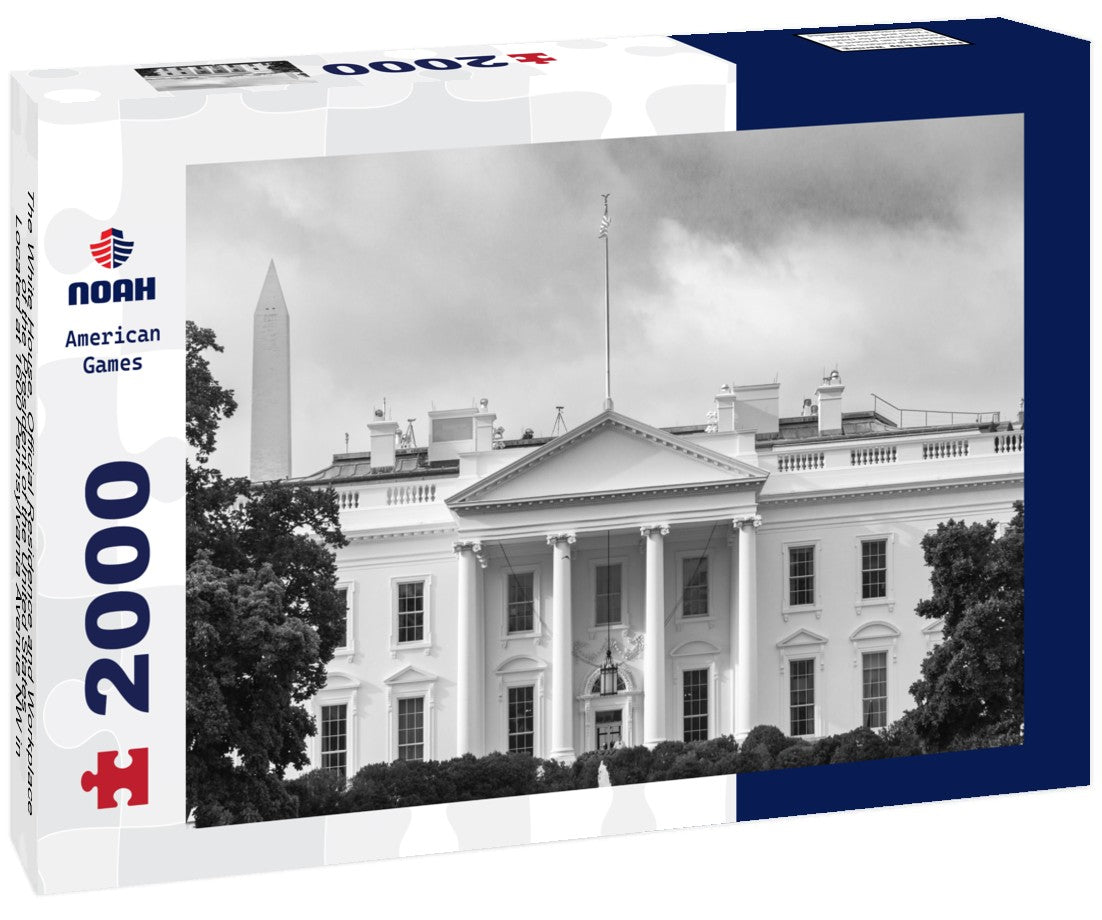 Noah Jigsaw Puzzle The White House, Official Residence and Workplace of the President of the United States, Located at 1600 Pennsylvania Avenue NW in Washington, D.C., USA in black white 2000 pieces