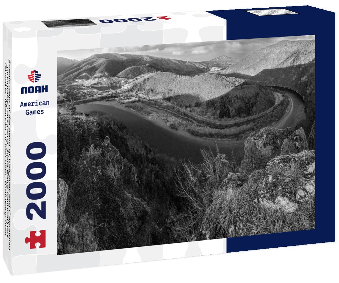 Noah Jigsaw Puzzle Scenic view of the bend of Vah river and Carpathian mountains panorama. Mala Fatra national park, Slovakia. Meander of Vah river, Kralovany near Martin and Ruzomberok in black white 2000 pieces