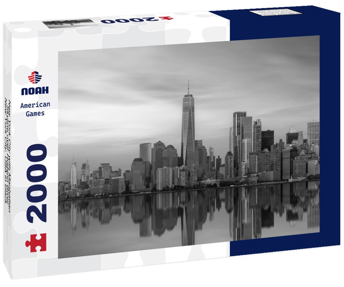 Noah Jigsaw Puzzle New York City with Manhattan Skyline over Hudson River,New York City, USA in black white 2000 pieces