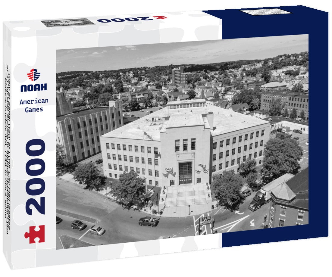 Noah Jigsaw Puzzle View at aerial view of Lynn City Hall located at 3 City Hall Square in historic downtown Lynn, Massachusetts MA, USA in black white 2000 pieces