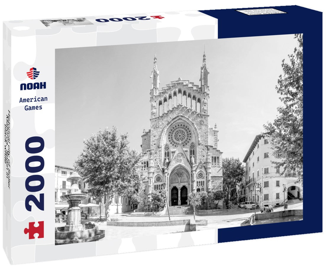 Noah Jigsaw Puzzle Historical city of Soller, Mallorca, Spain in black white 2000 pieces