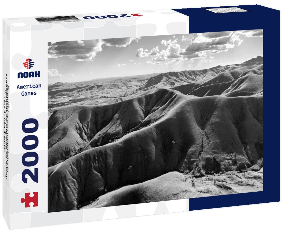 Noah Jigsaw Puzzle Beautiful green mountains in Madagascar countryside on sunny day in black white 2000 pieces