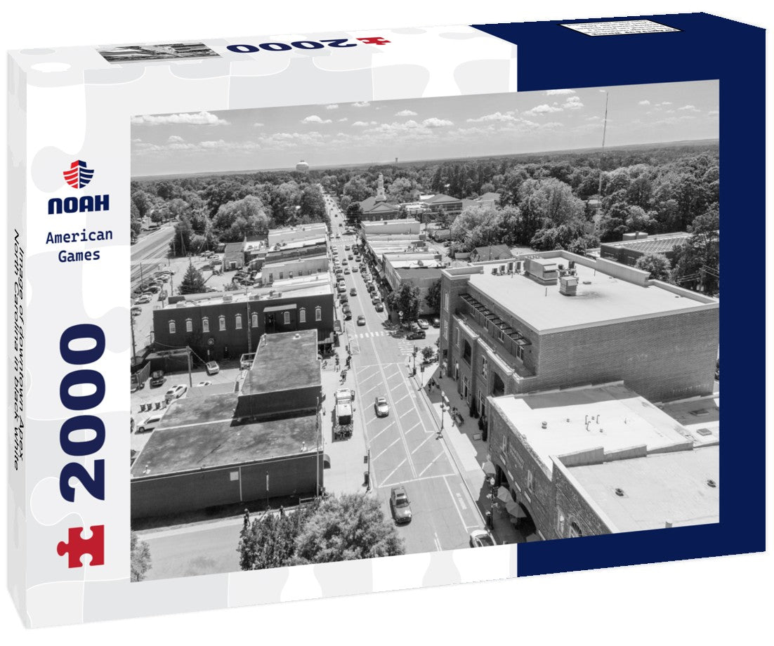 Noah Jigsaw Puzzle Image of downtown Apex, North Carolina in black white 2000 pieces