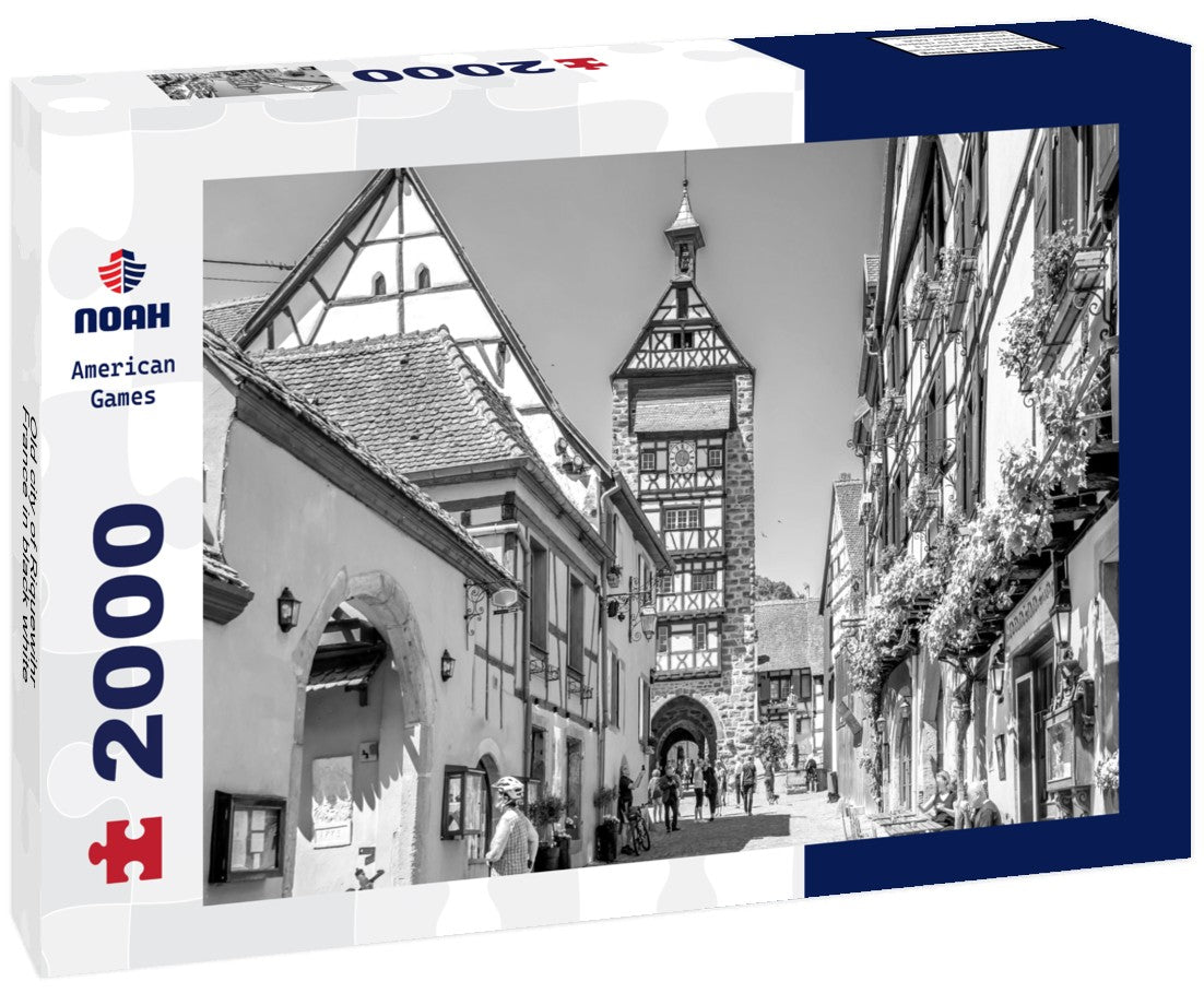 Noah Jigsaw Puzzle Old city of Riquewihr, France in black white 2000 pieces