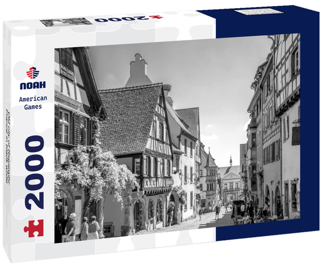 Noah Jigsaw Puzzle Old city of Riquewihr, France in black white 2000 pieces