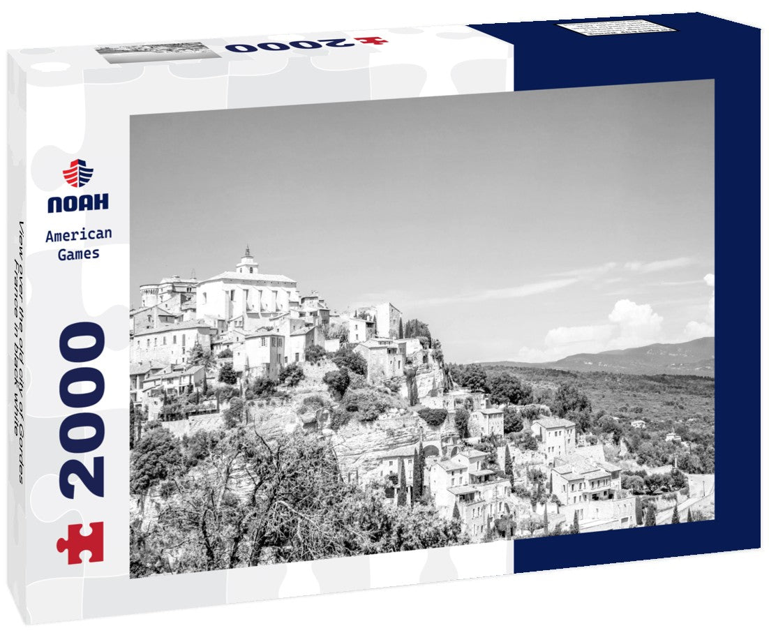 Noah Jigsaw Puzzle View over the old city of Gordes, France in black white 2000 pieces