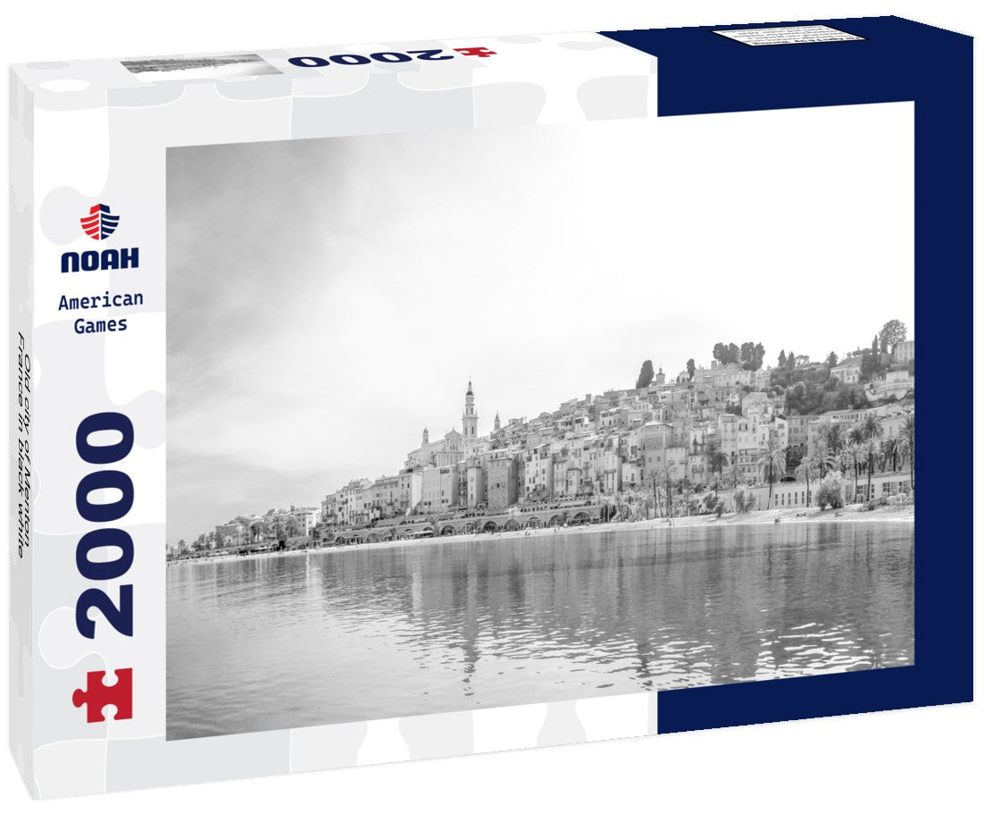 Noah Jigsaw Puzzle Old city of Menton, France in black white 2000 pieces