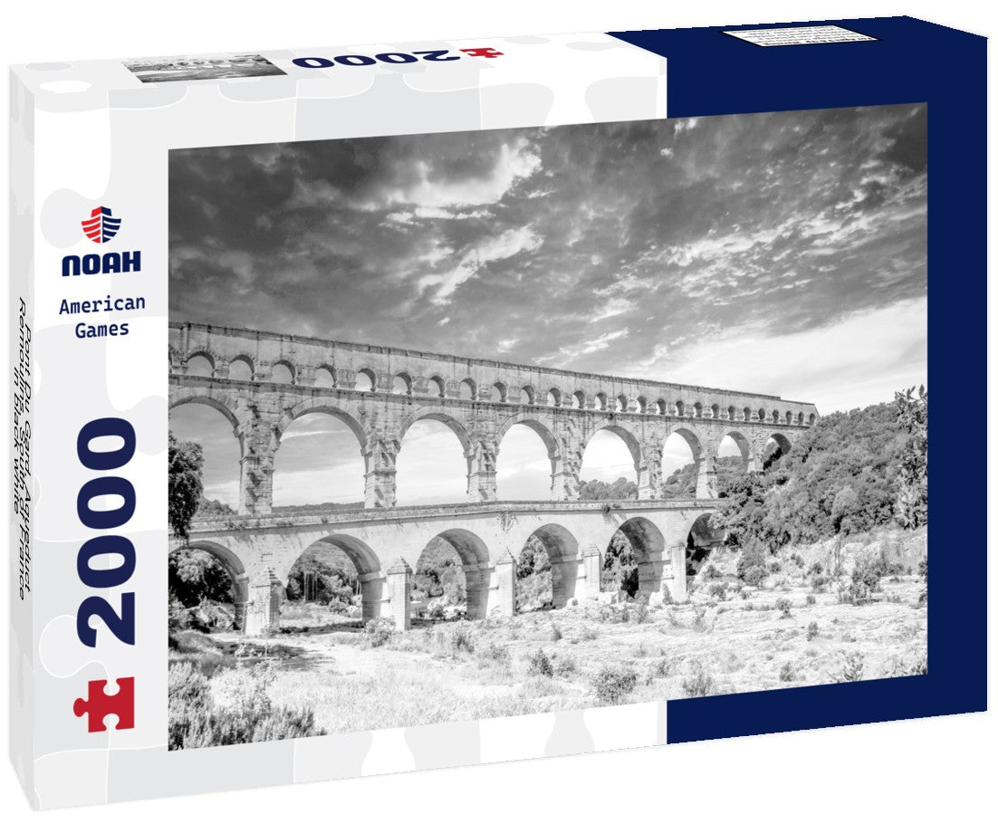Noah Jigsaw Puzzle Pont Du Gard, Aqueduct, Remoulins, South of France in black white 2000 pieces