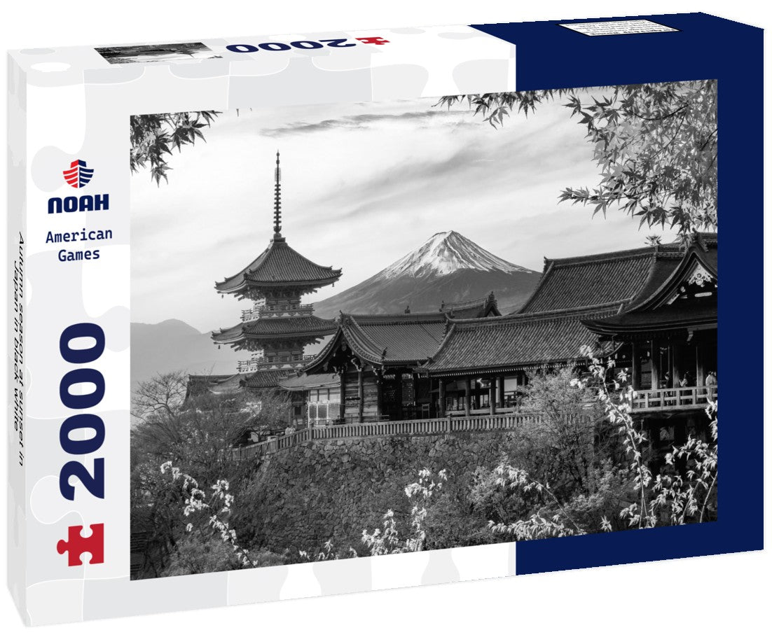 Noah Jigsaw Puzzle Autumn season at sunset in Japan in black white 2000 pieces