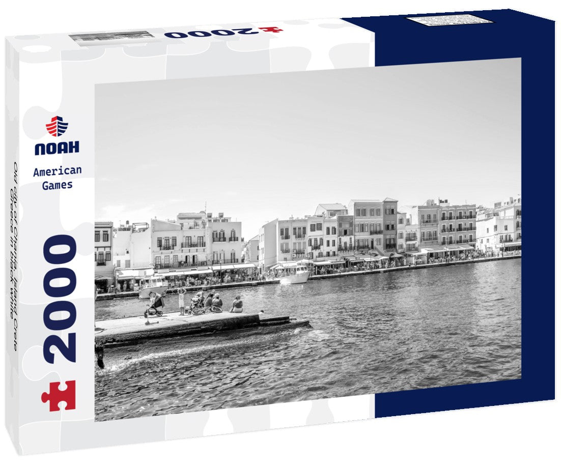 Noah Jigsaw Puzzle Old city of Chania, Island Crete, Greece in black white 2000 pieces
