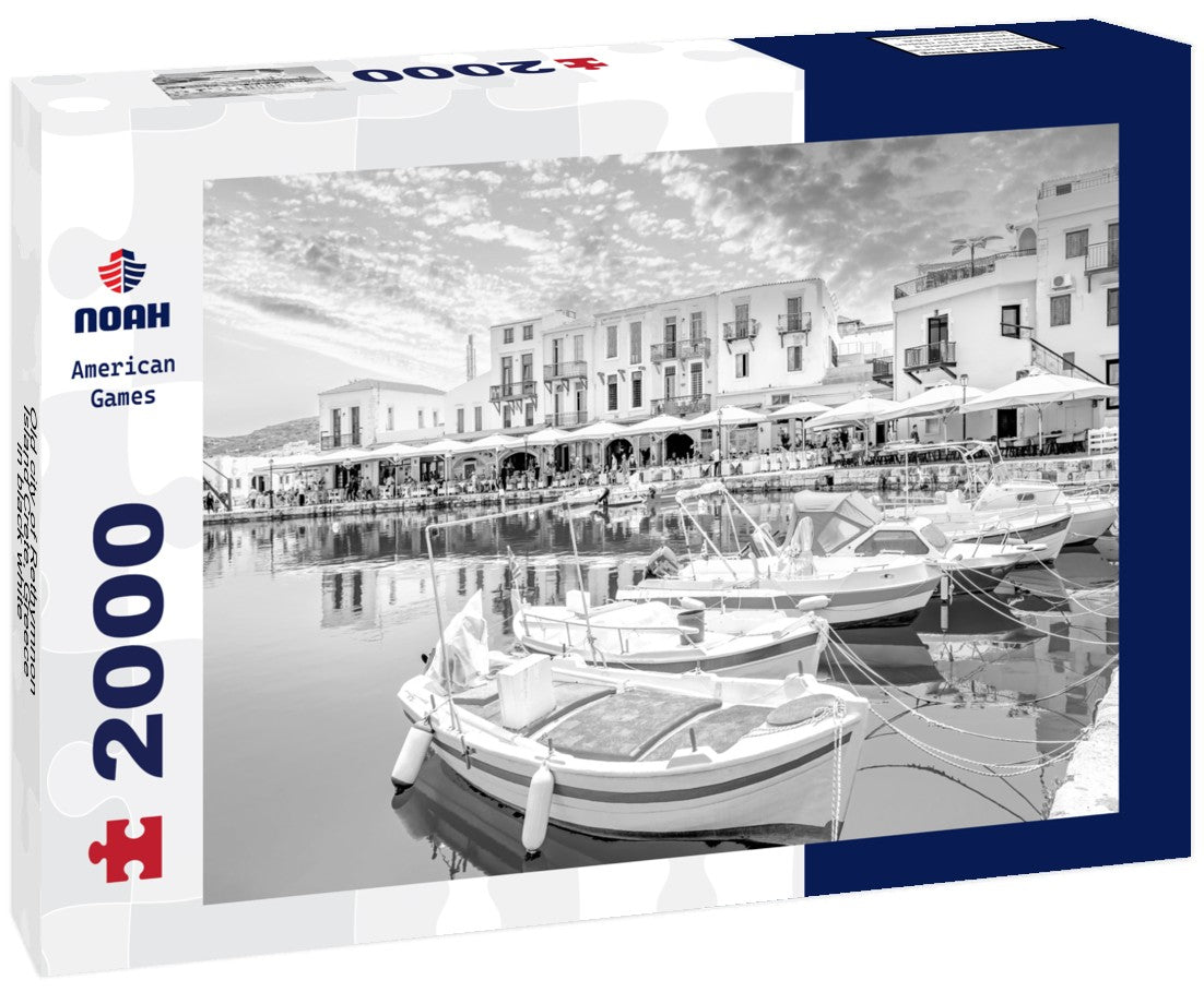 Noah Jigsaw Puzzle Old city of Rethymnon, Island Crete, Greece in black white 2000 pieces