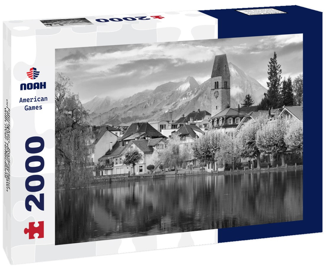 Noah Jigsaw Puzzle Interlaken, Switzerland on the Aare River at dawn with river reflections in black white 2000 pieces