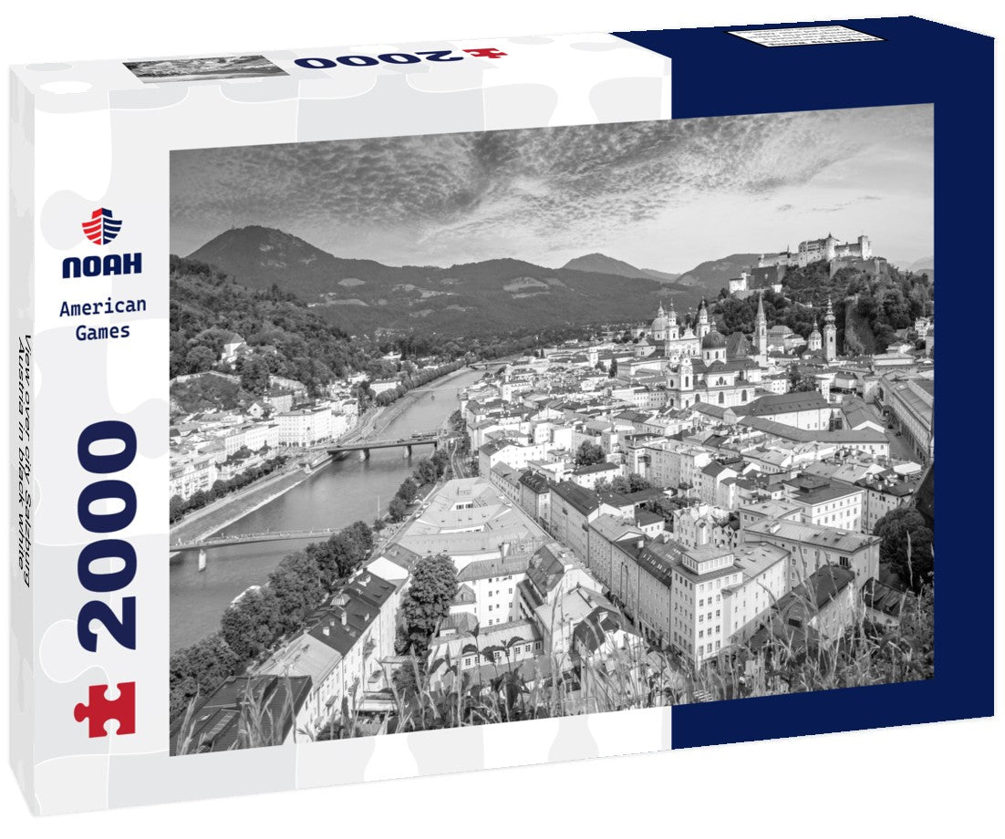 Noah Jigsaw Puzzle View over city Salzburg, Austria in black white 2000 pieces