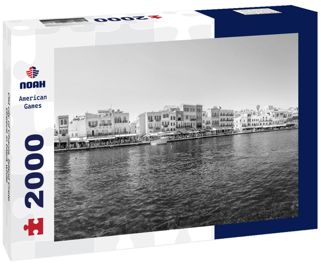 Noah Jigsaw Puzzle Old city of Chania, Island Crete, Greece in black white 2000 pieces