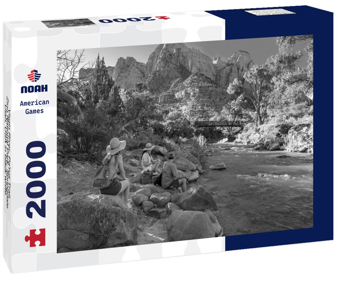 Noah Jigsaw Puzzle Virgin River. Pa'rus Trail. Zion National Park, Springdale, Utah, USA in black white 2000 pieces