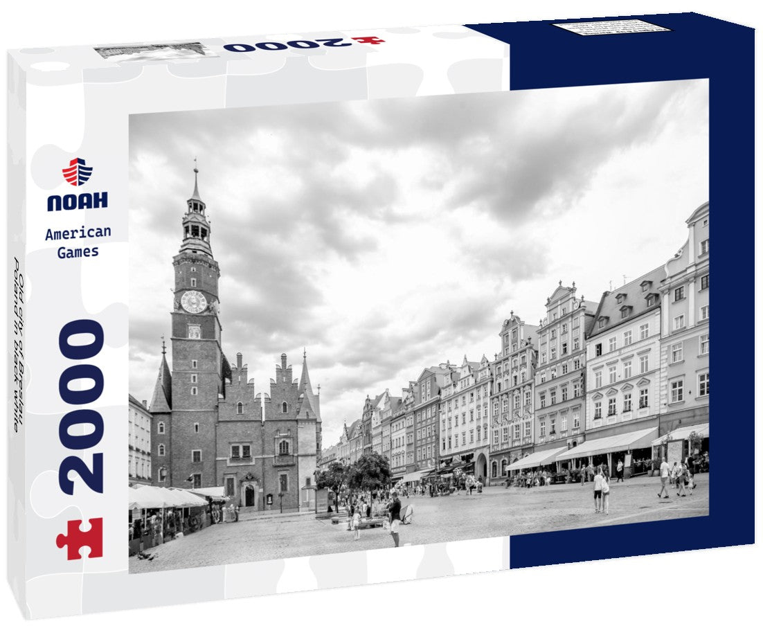 Noah Jigsaw Puzzle Old city of Breslau, Poland in black white 2000 pieces