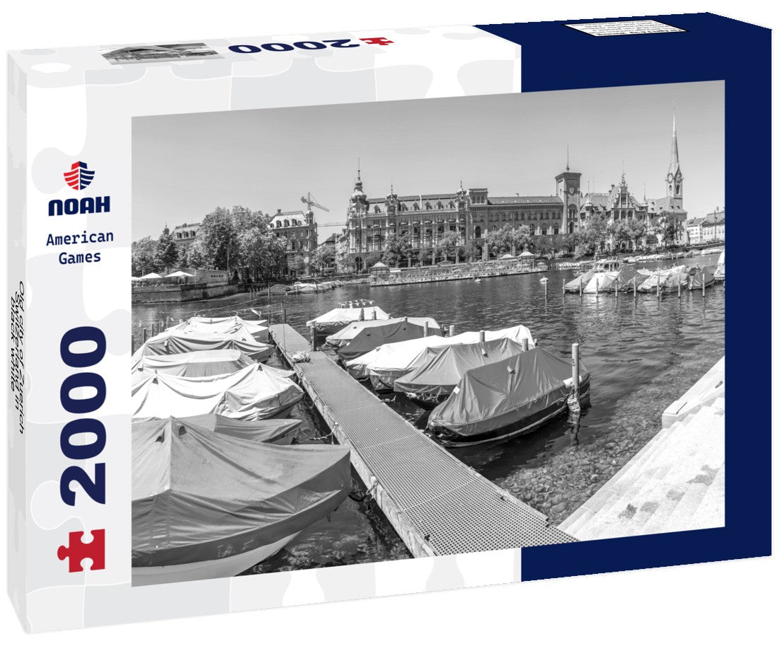Noah Jigsaw Puzzle Old city of Zuerich, Switzerland in black white 2000 pieces