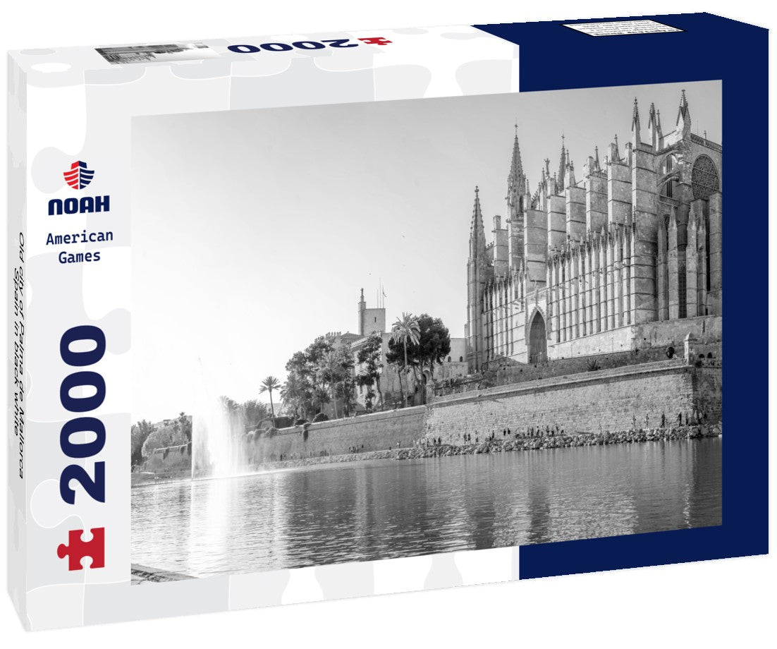 Noah Jigsaw Puzzle Old city of Palma de Mallorca, Spain in black white 2000 pieces