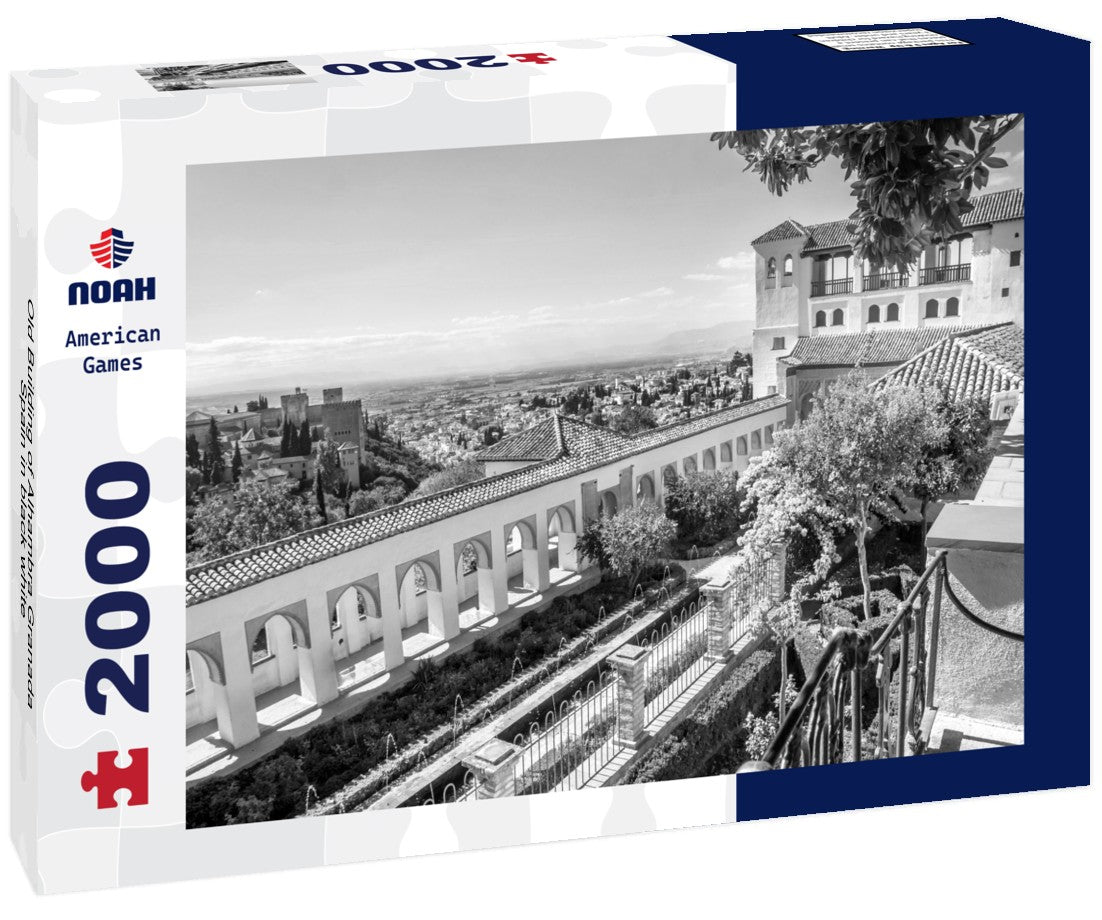 Noah Jigsaw Puzzle Old Building of Alhambra Granada, Spain in black white 2000 pieces
