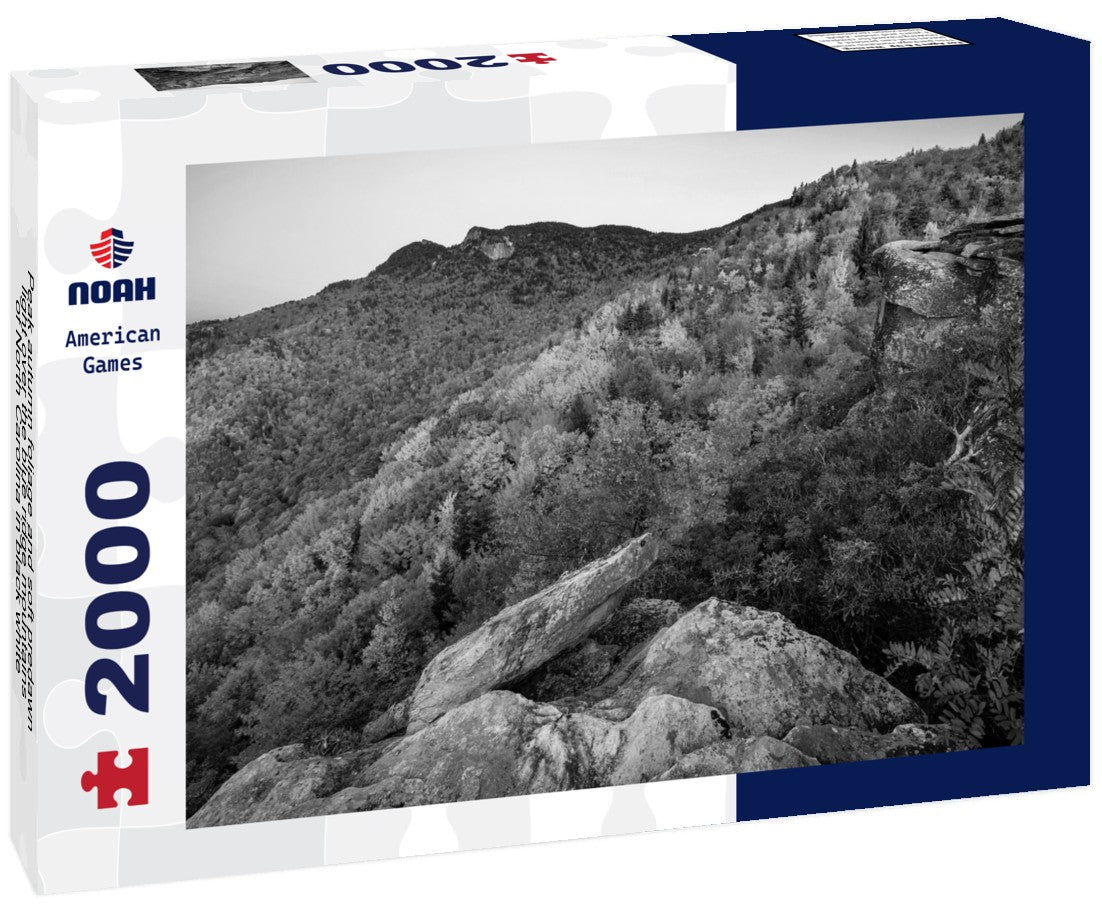 Noah Jigsaw Puzzle Peak autumn foliage and soft predawn light over the blue ridge mountains of North Carolina in black white 2000 pieces