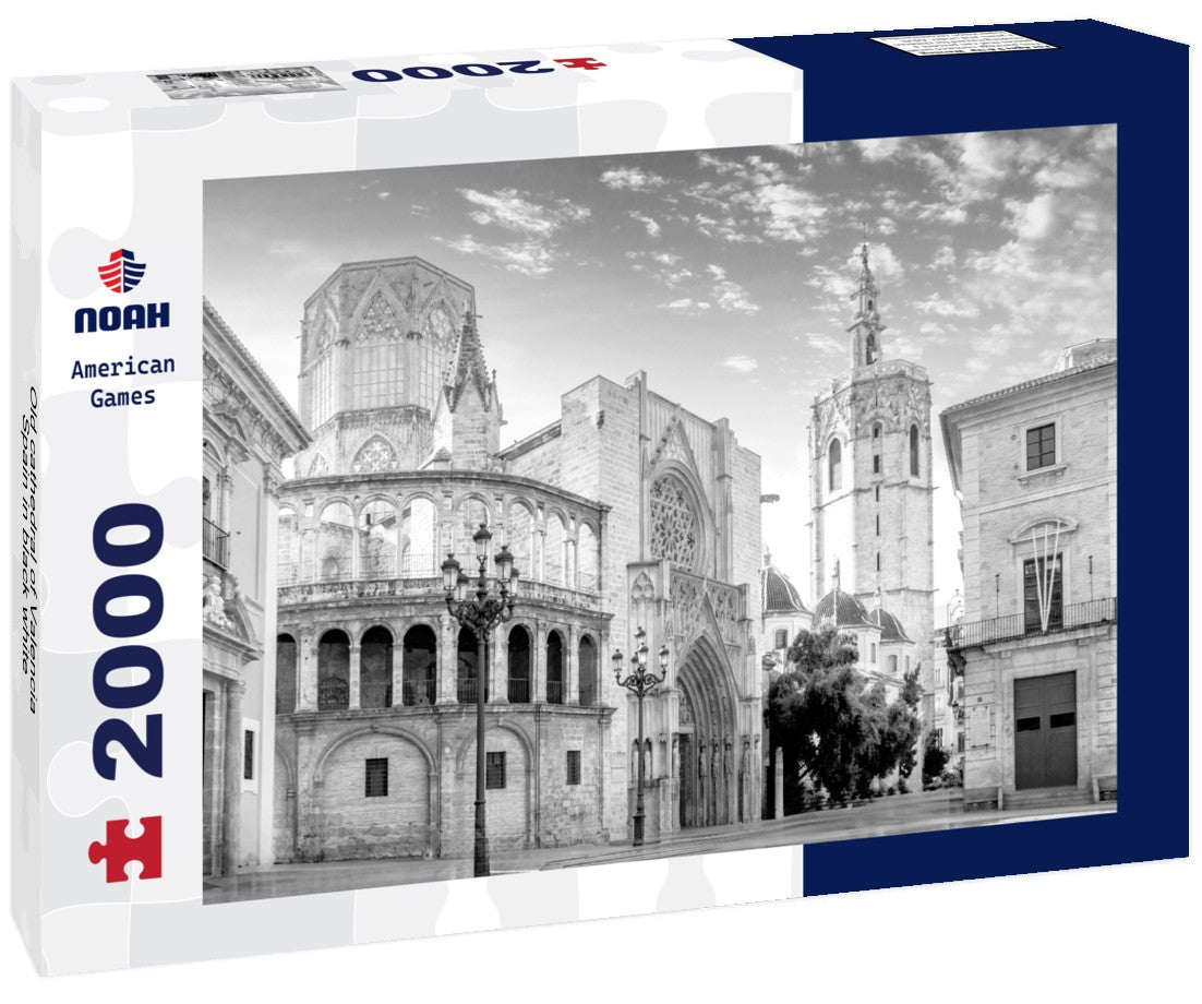Noah Jigsaw Puzzle Old cathedral of Valencia, Spain in black white 2000 pieces