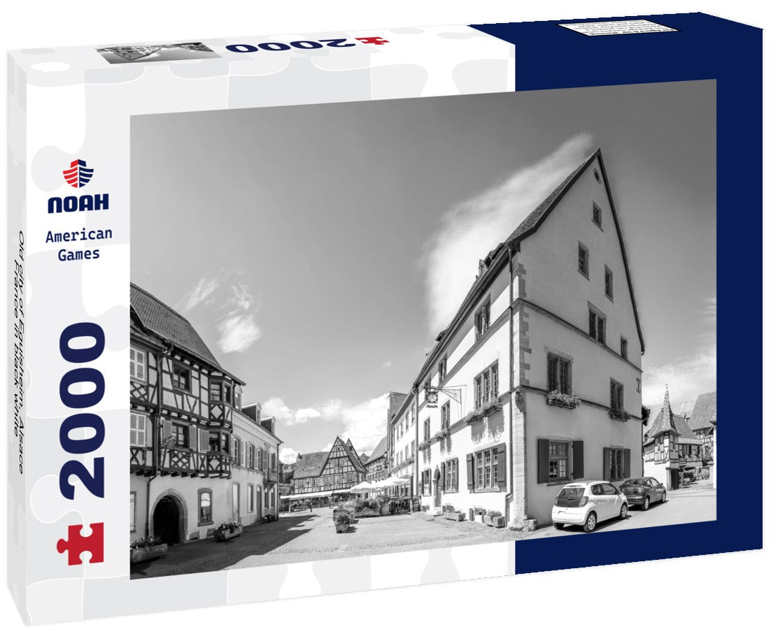 Noah Jigsaw Puzzle Old city of Eguisheim, Alsace, France in black white 2000 pieces