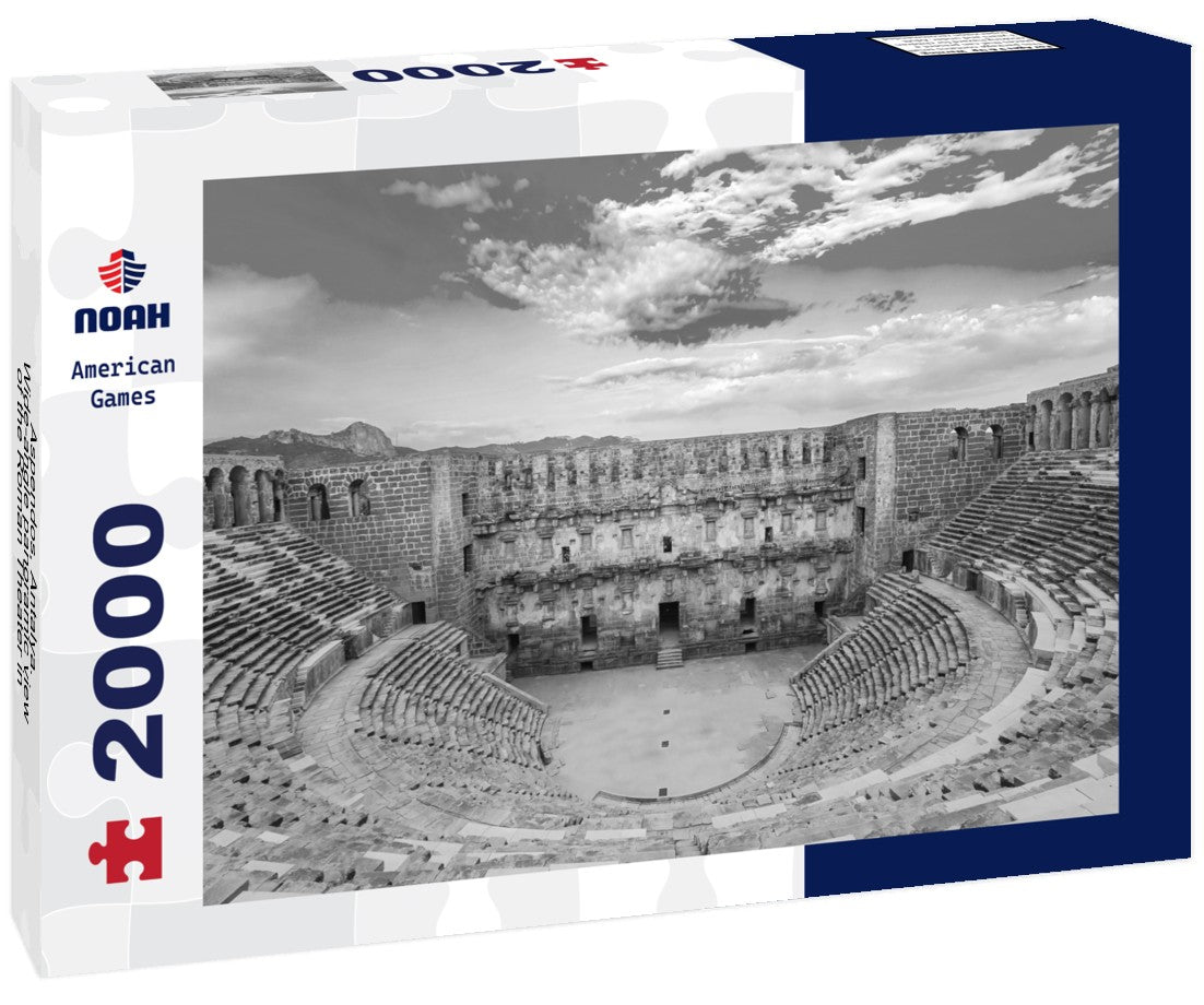 Noah Jigsaw Puzzle Aspendos, Antalya. Wide-angle panoramic view of the Roman Theater in Turkey in black white 2000 pieces