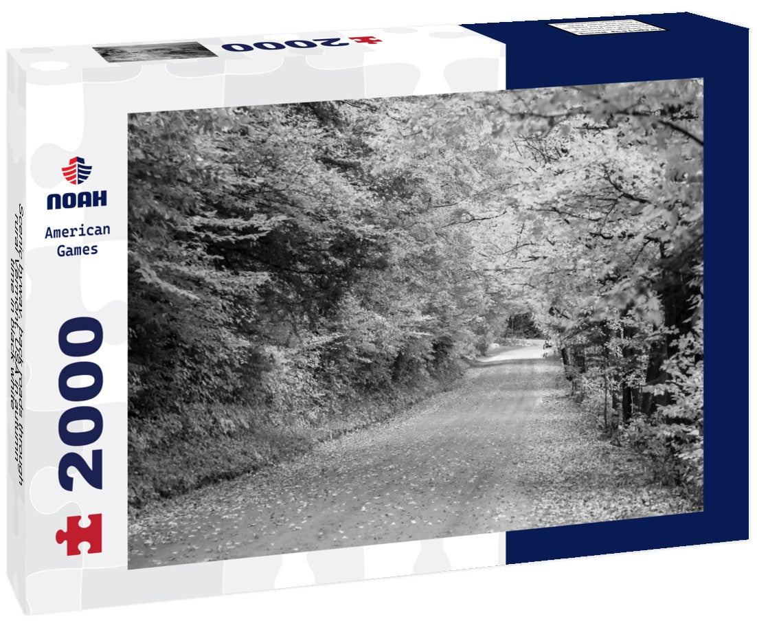 Noah Jigsaw Puzzle Scenic byway, back roads through rural Vermont, USA in autumn time in black white 2000 pieces