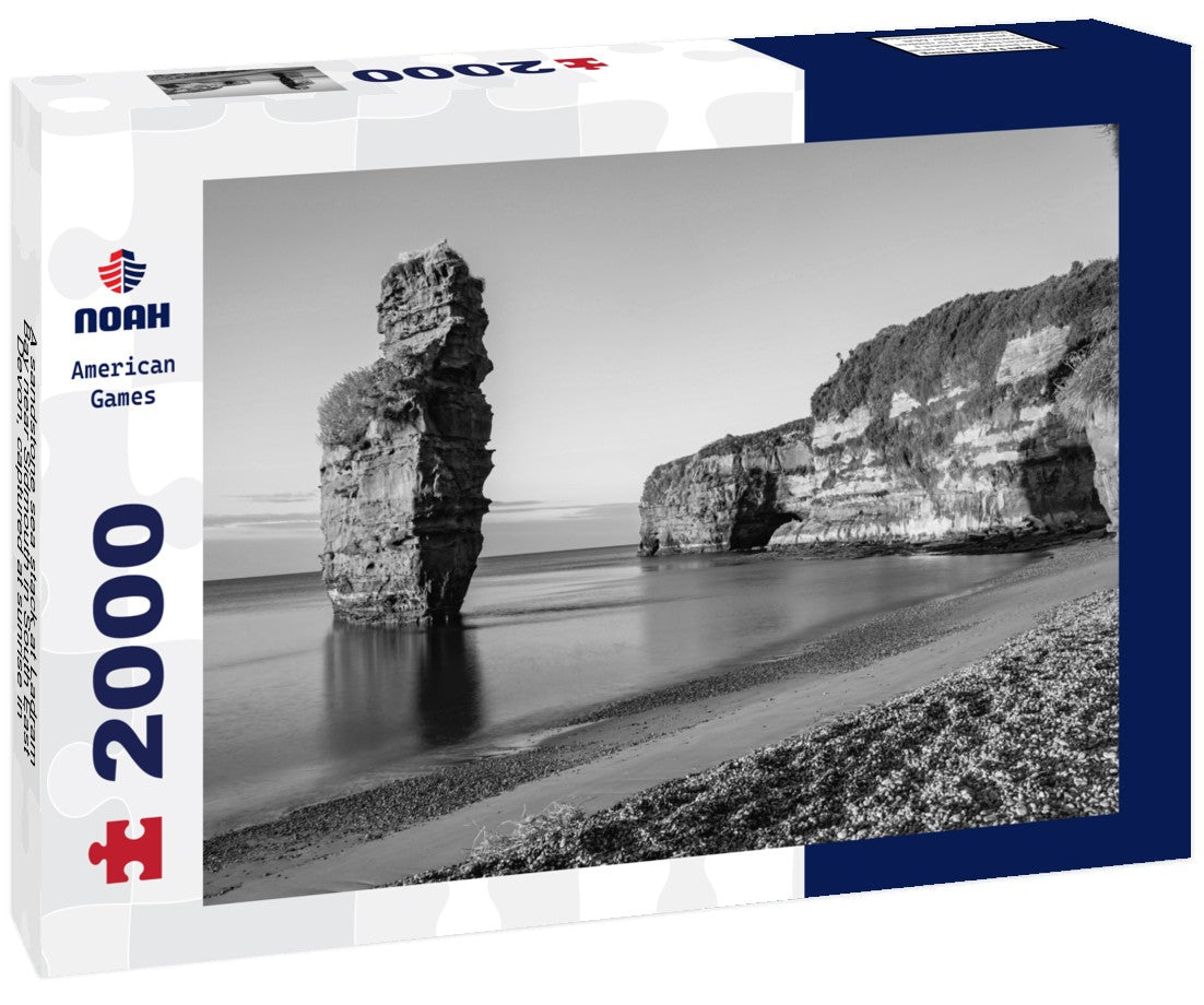 Noah Jigsaw Puzzle A sandstone sea stack at Ladram Bay near Sidmouth in South East Devon, captured at sunrise in July in black white 2000 pieces