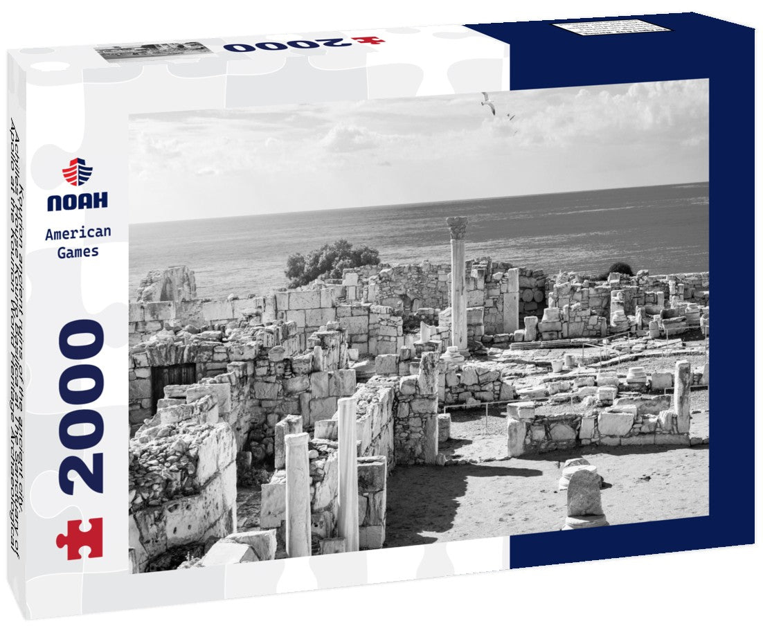 Noah Jigsaw Puzzle ?ourion ancient ruins of the ancient city. Achilles' House Kourio Basilica at The Sanctuary of Apollo at the Kourion World Heritage Archaeological site near Limassol (Lemesos), Cyprus in black white 2000 pieces