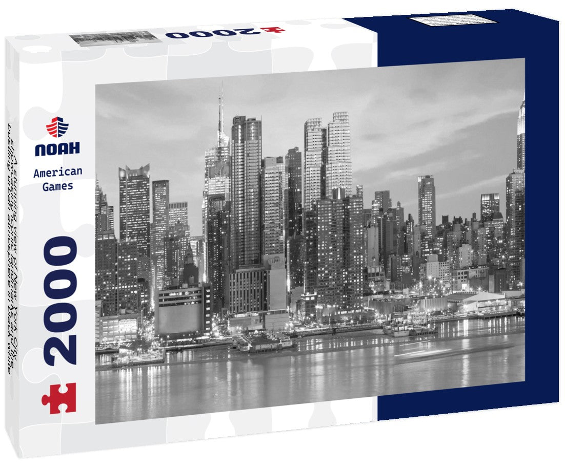 Noah Jigsaw Puzzle A stunning view of New York City, showcasing iconic landmarks and the bustling urban atmosphere in black white 2000 pieces